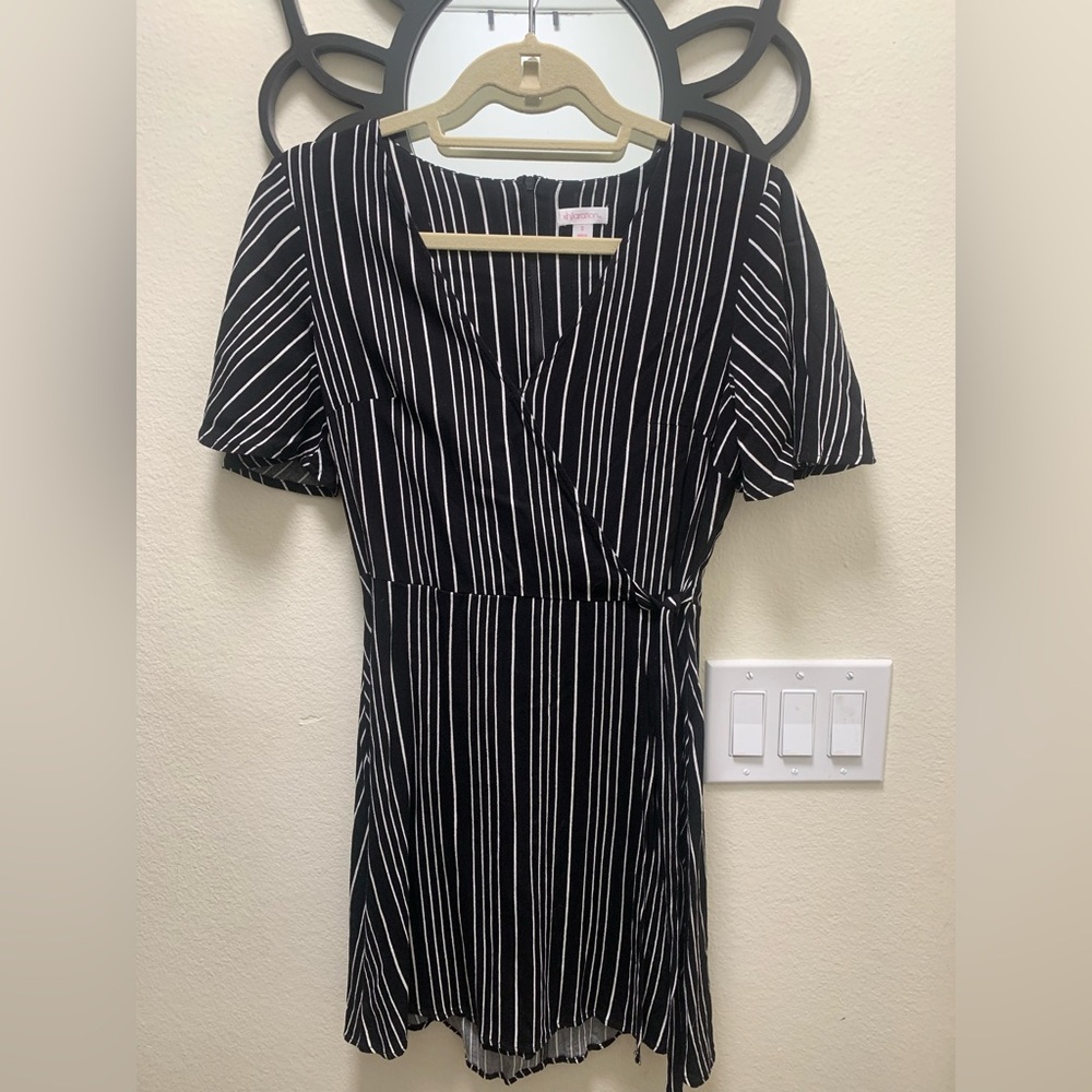 Black and white stripped wrap dress